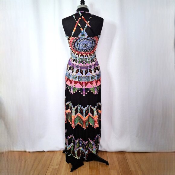 Beachy Mesh Mandala Print Bohemian Long Maxi Beach Boho Dress Semi-sheer Sz M - Picture 13 of 16